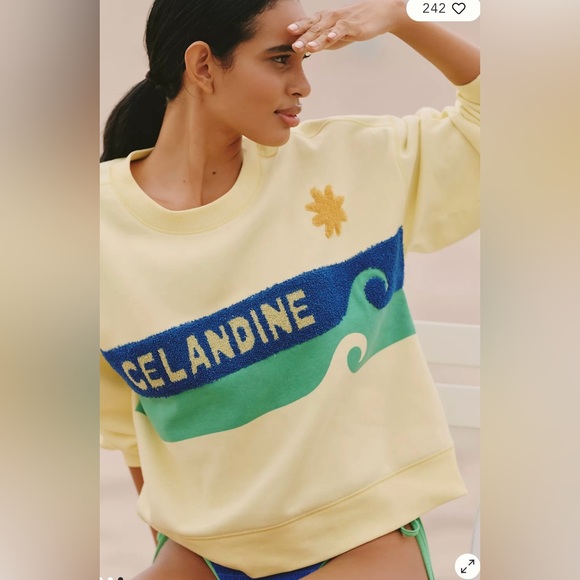 NWOT size S/M Anthropologie Celandine Surf Camp Graphic sweatshirt - Picture 3 of 6
